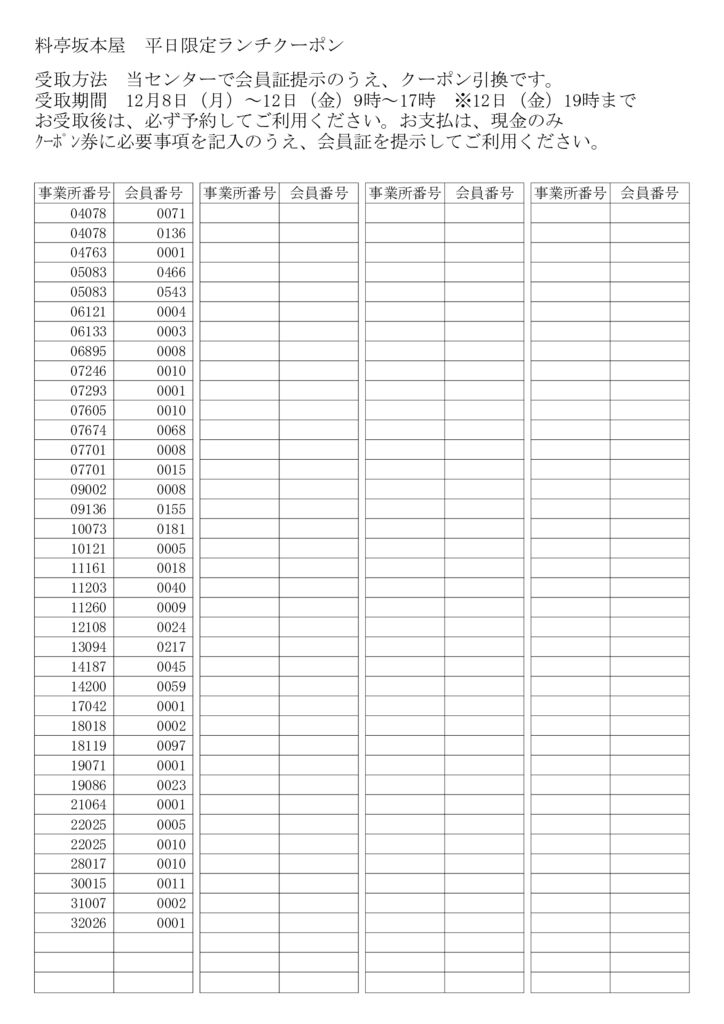 料亭坂本屋ランチクーポンのサムネイル